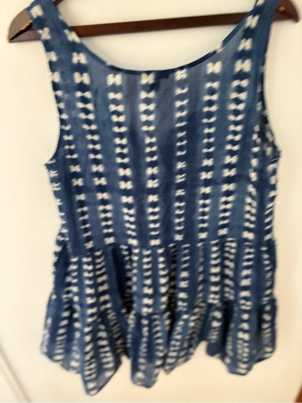 J. Crew Blue and White Tie-Dye Swim Coverup Dress Xl